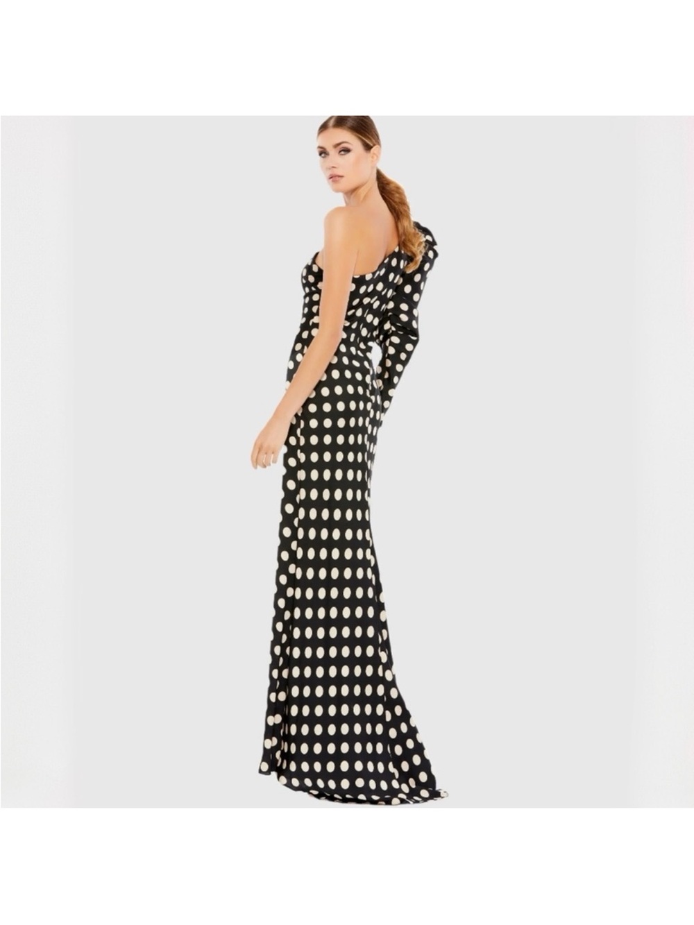 Ieena for macduggal polka dot one shoulder sheath gown women’s 10 - Picture 5 of 10